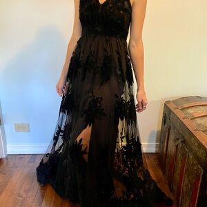 Windsor Black Sheer Floral Maxi Dress